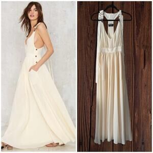Nasty Gal off white overall style flowy maxi dress